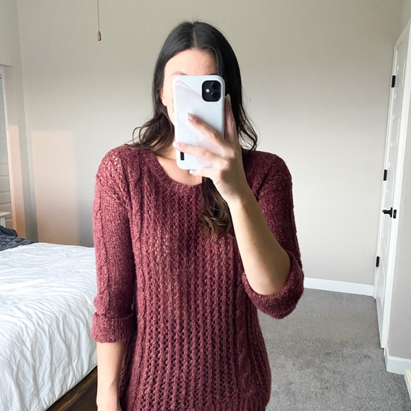 Maroon Eyelet Sweater - Picture 2 of 3